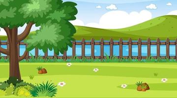 Blank landscape park scene with many trees vector