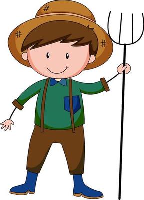 A farmer boy cartoon character isolated