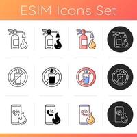 Fire safety and firefighting icons set vector