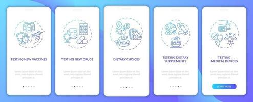 Research studies onboarding mobile app page screen with concepts vector