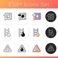 Fire safety icons set vector