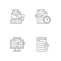 Text for online advertisement linear icons set vector