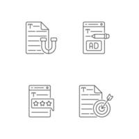 Engaging online content linear icons set vector