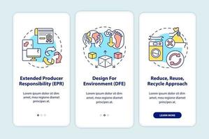 E-waste reduction initiatives onboarding mobile app page screen with concepts vector