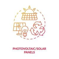 Icono de concepto de paneles solares y fotovoltaicos vector