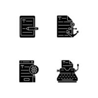 copiar, escribir, negro, glifo, iconos, conjunto, blanco, espacio vector