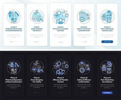 Study phases onboarding mobile app page screen with concepts vector
