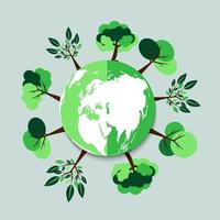 Ecology.Green cities help the world with eco-friendly concept idea.with globe and tree background.vector illustration vector