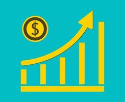 Business dollar coin concept growth chart on graph background.vector Illustrator vector