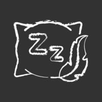 Comfortable and fresh pillow chalk white icon on black background vector