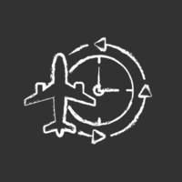 Jet lag chalk white icon on black background vector