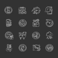 Insomnia causes chalk white icons set on black background vector