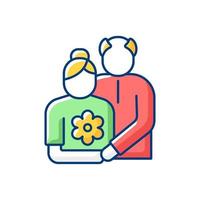 Old couple RGB color icon vector