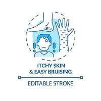 Itchy skin and easy bruising concept icon vector