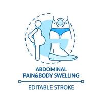 Abdominal pain and body swelling concept icon vector