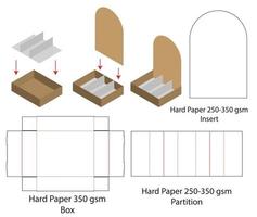 diseño de plantilla troquelada de embalaje de caja. Maqueta 3d vector