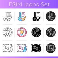 Prevent insomnia icons set vector