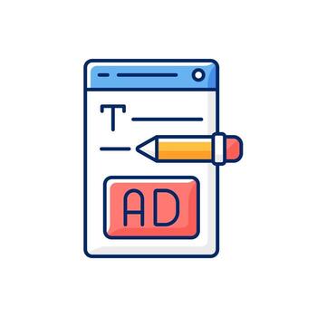 Writing text ads RGB color icon vector