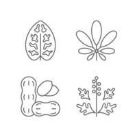 Reason for allergy linear icons set vector
