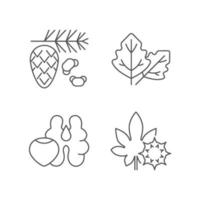 Cause of allergic reaction linear icons set vector