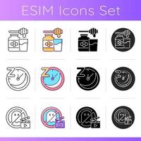 Prevent trouble sleeping icons set vector