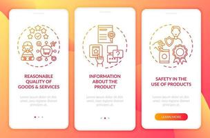 Fundamental client rights onboarding mobile app page screen with concepts vector