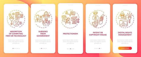 Noncompetitive practices onboarding mobile app page screen with concepts vector