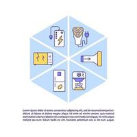 E-waste types concept line icons with text vector