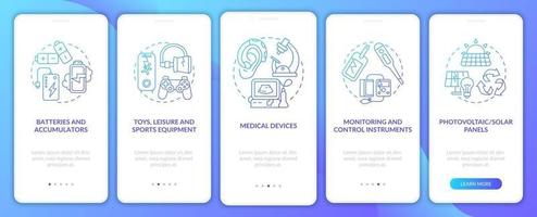 Toxic-waste types onboarding mobile app page screen with concepts vector