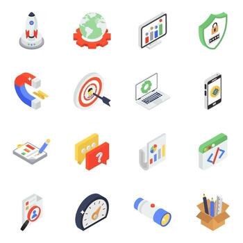 seo datos isométricos vector
