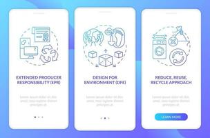 Toxic-waste reduction strategies onboarding mobile app page screen with concepts vector