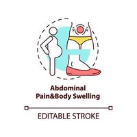 Abdominal pain and body swelling concept icon vector