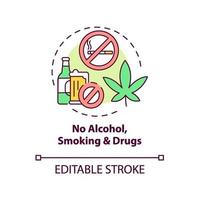 No alcohol, smoking and drugs concept icon vector