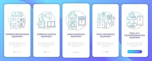 Toxic-waste types onboarding mobile app page screen with concepts vector