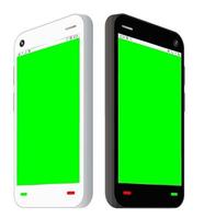 side view of smartphone with green screen vector