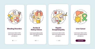 Liver failure outcome onboarding mobile app page screen with concepts vector