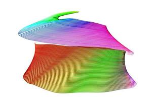 Abstract structure of colored light painting against a white background photo