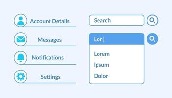 Online banking account settings UI elements kit vector