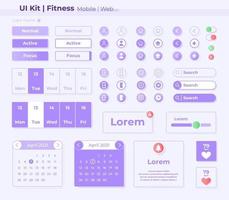 Fitness UI elements kit vector