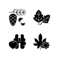 Cause of allergic reaction black glyph icons set on white space vector
