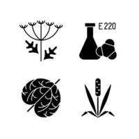 Allergens black glyph icons set on white space vector