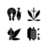 Common allergens black glyph icons set on white space vector