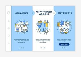 Futuristic office environments onboarding vector template