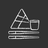 Chinese chopsticks chalk white icon on black background vector