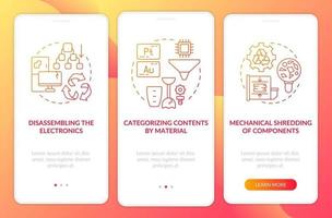 E-scrap recycling onboarding mobile app page screen with concepts vector