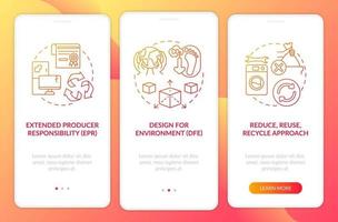 E-scrap reduction plans onboarding mobile app page screen with concepts vector