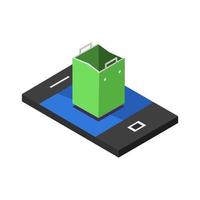 Shopping Bags On Isometric Smartphone vector