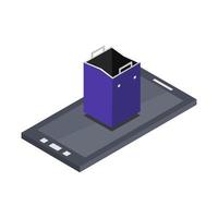 Shopping Bags On Isometric Smartphone vector