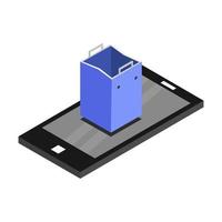 Shopping Bags On Isometric Smartphone vector