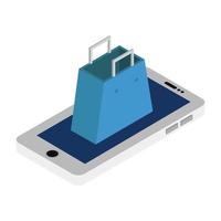 Shopping Bags On Isometric Smartphone vector